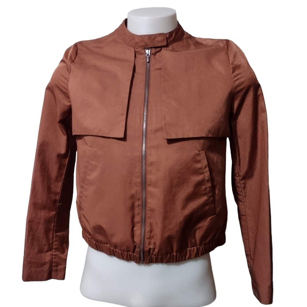 Gap Jacket Women's Medium Cotton Nylon Long Sleeve Full Zip Fall Color Brown